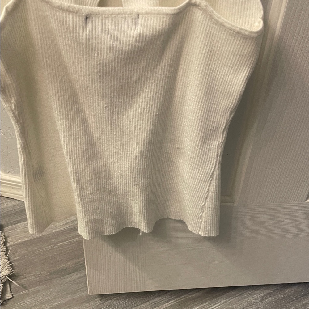 Blue Plush White Ribbed Tank Top - Picture 4 of 4